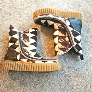 Sam Edelman Brown and Cream Boots with Platform Sole